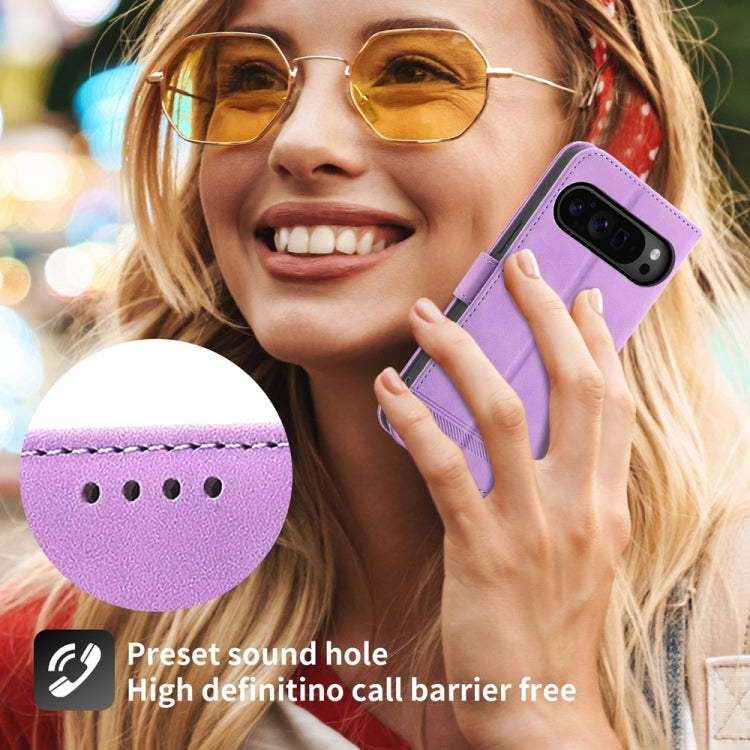 For Google Pixel 9 Pro Dierfeng Dream Line TPU + PU Leather Phone Case(Purple) - Google Cases by PMC TechLife | Online Shopping South Africa | PMC TechLife | Buy Now Pay Later Mobicred