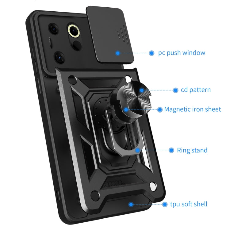 For Tecno Camon 20 Premier Sliding Camera Cover Design TPU+PC Phone Case(Blue) - Tecno Cases by PMC Jewellery | Online Shopping South Africa | PMC Jewellery