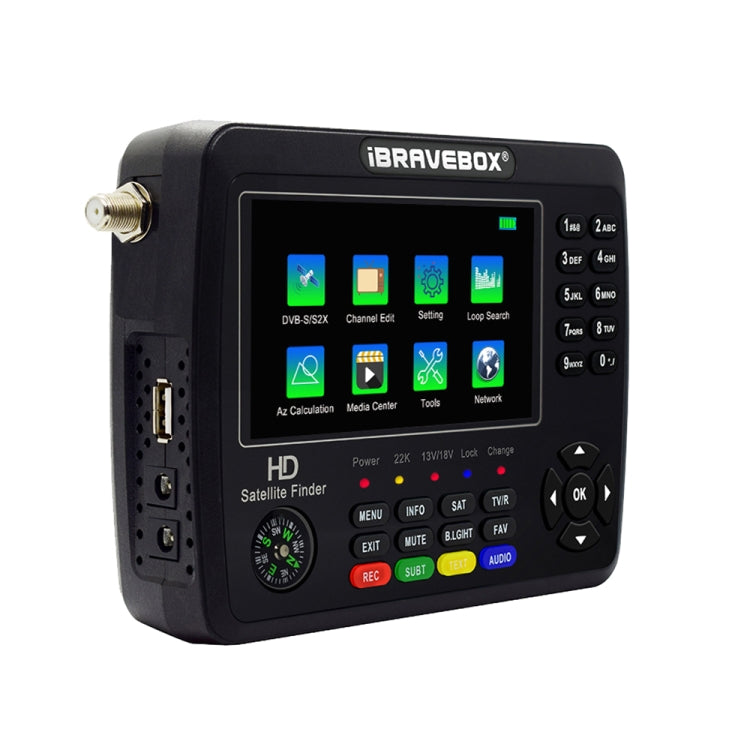 iBRAVEBOX V10 Finder Max 4.3 inch Display Digital Satellite Meter Signal Finder, Support DVB-S/S2/S2X, Plug Type:US Plug(Black) - Satellite Finder by PMC TechLife | Online Shopping South Africa | PMC TechLife | Buy Now Pay Later Mobicred