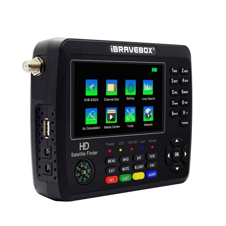 iBRAVEBOX V10 Finder Max+ 4.3 inch Display Digital Satellite Meter Signal Finder, Support DVB-S/S2/S2X AHD, Plug Type:US Plug(Black) - Satellite Finder by PMC Jewellery | Online Shopping South Africa | PMC Jewellery | Buy Now Pay Later Mobicred