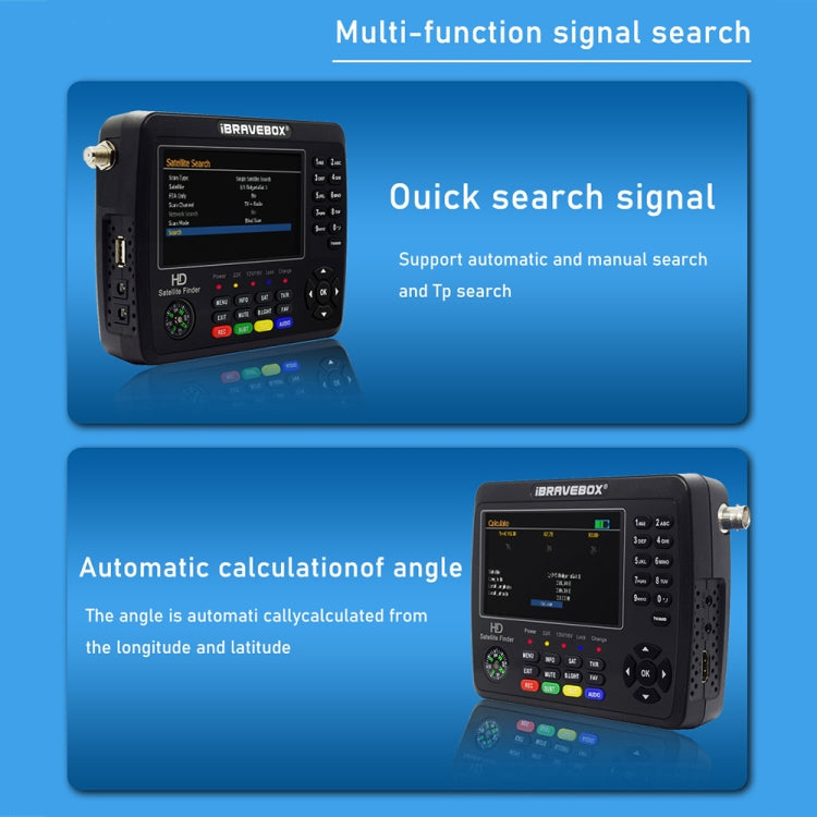 iBRAVEBOX V10 Finder Max+ 4.3 inch Display Digital Satellite Meter Signal Finder, Support DVB-S/S2/S2X AHD, Plug Type:UK Plug(Black) - Satellite Finder by PMC Jewellery | Online Shopping South Africa | PMC Jewellery | Buy Now Pay Later Mobicred