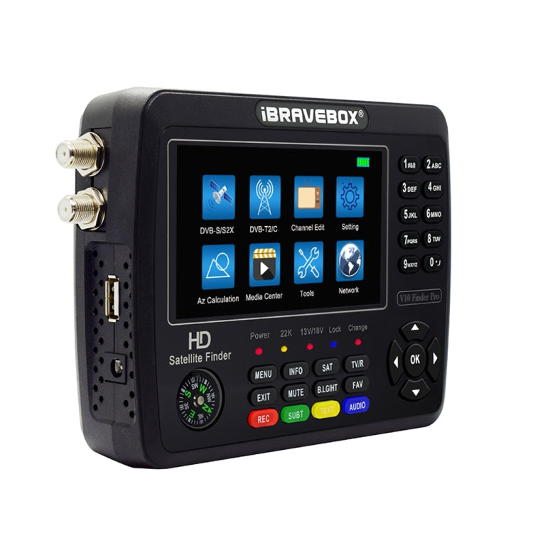 iBRAVEBOX V10 Finder Pro 4.3 inch Display Digital Satellite Meter Signal Finder, Support DVB-S/S2/S2X/T/T2/C, Plug Type:EU Plug(Black) - Satellite Finder by PMC Jewellery | Online Shopping South Africa | PMC Jewellery | Buy Now Pay Later Mobicred