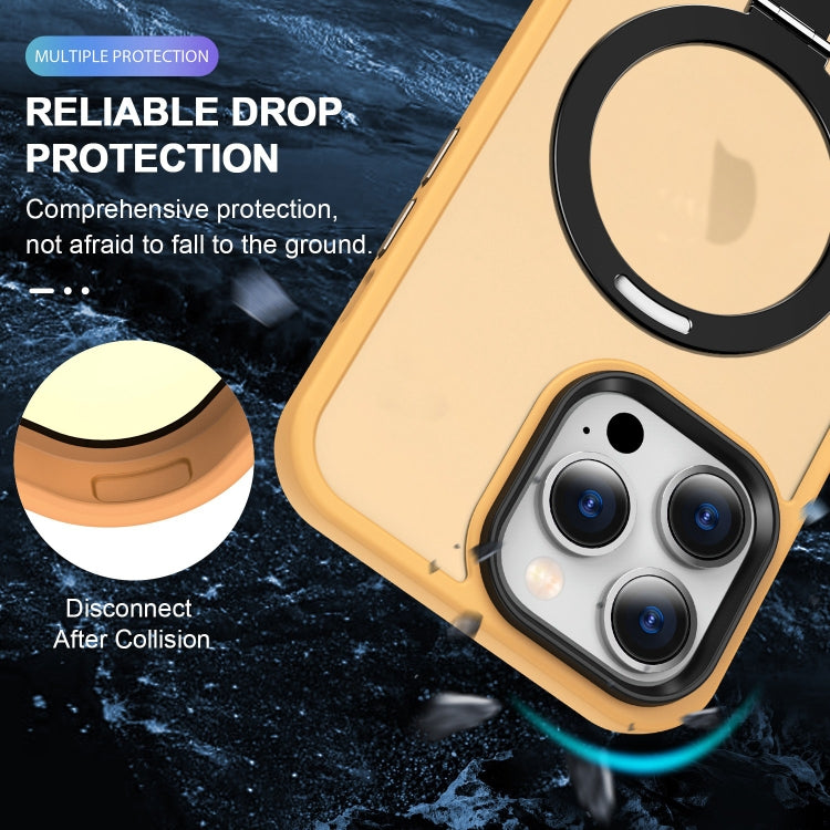 For iPhone 15 Pro Max MagSafe Holder Skin-feel PC Hybrid TPU Phone Case(Orange) - iPhone 15 Pro Max Cases by PMC TechLife | Online Shopping South Africa | PMC TechLife