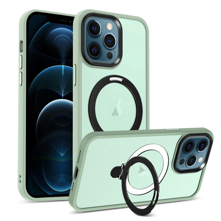 For iPhone 12 Pro Max MagSafe Holder Skin-feel PC Hybrid TPU Phone Case(Matcha Green) - iPhone 12 Pro Max Cases by PMC Jewellery | Online Shopping South Africa | PMC Jewellery