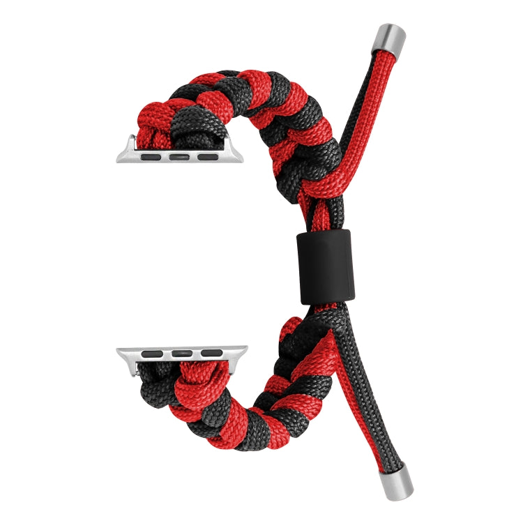 For Apple Watch SE 2023 44mm Paracord Fishtail Braided Silicone Bead Watch Band(Black Red) - Watch Bands by PMC Jewellery | Online Shopping South Africa | PMC Jewellery