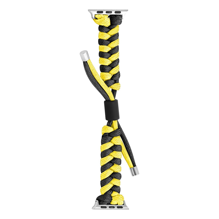 For Apple Watch Ultra 2 49mm Paracord Fishtail Braided Silicone Bead Watch Band(Black Yellow) - Watch Bands by PMC Jewellery | Online Shopping South Africa | PMC Jewellery | Buy Now Pay Later Mobicred