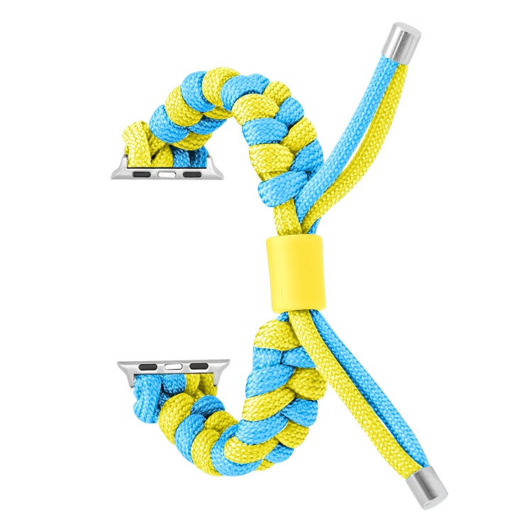 For Apple Watch Ultra 2 49mm Paracord Fishtail Braided Silicone Bead Watch Band(Light Blue Yellow) - Watch Bands by PMC Jewellery | Online Shopping South Africa | PMC Jewellery | Buy Now Pay Later Mobicred