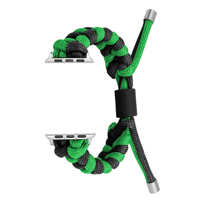 For Apple Watch Ultra 49mm Paracord Fishtail Braided Silicone Bead Watch Band(Black Green) - Watch Bands by PMC Jewellery | Online Shopping South Africa | PMC Jewellery | Buy Now Pay Later Mobicred