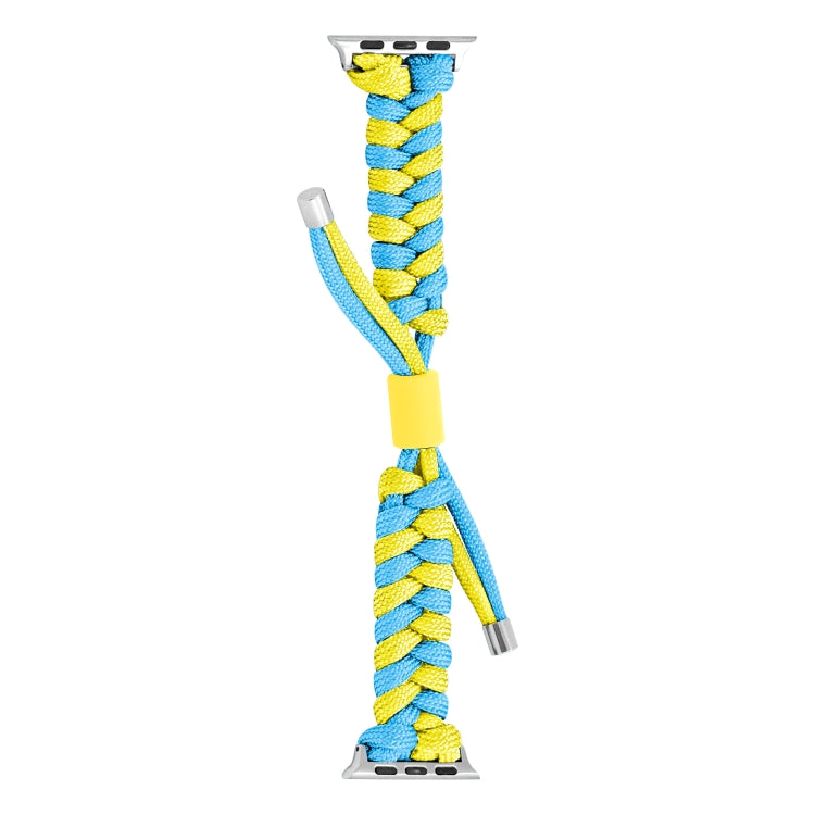 For Apple Watch Ultra 49mm Paracord Fishtail Braided Silicone Bead Watch Band(Light Blue Yellow) - Watch Bands by PMC Jewellery | Online Shopping South Africa | PMC Jewellery | Buy Now Pay Later Mobicred