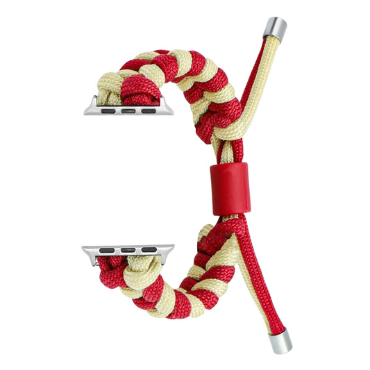 For Apple Watch Ultra 49mm Paracord Fishtail Braided Silicone Bead Watch Band(Red Light Yellow) - Watch Bands by PMC Jewellery | Online Shopping South Africa | PMC Jewellery | Buy Now Pay Later Mobicred