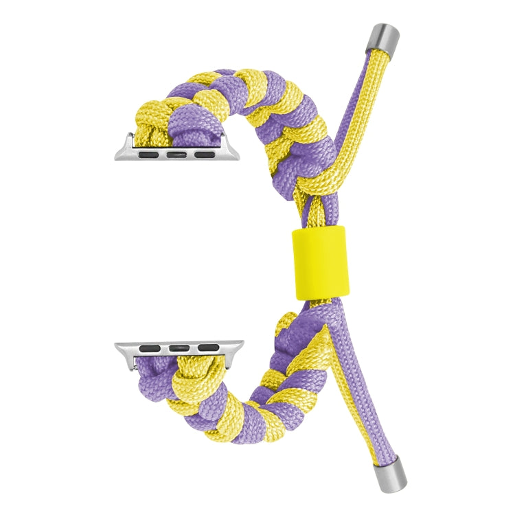 For Apple Watch Ultra 49mm Paracord Fishtail Braided Silicone Bead Watch Band(Purple Yellow) - Watch Bands by PMC Jewellery | Online Shopping South Africa | PMC Jewellery | Buy Now Pay Later Mobicred