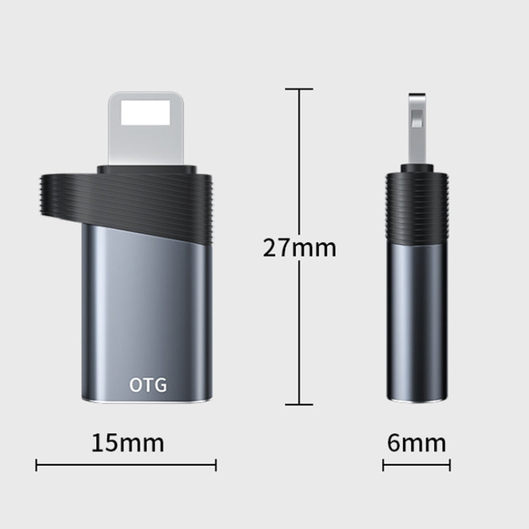 ADS-616B 8 Pin Male to USB-C/Type-C Female OTG Adapter(Gun Grey) - Converter & Adapter by PMC Jewellery | Online Shopping South Africa | PMC Jewellery | Buy Now Pay Later Mobicred