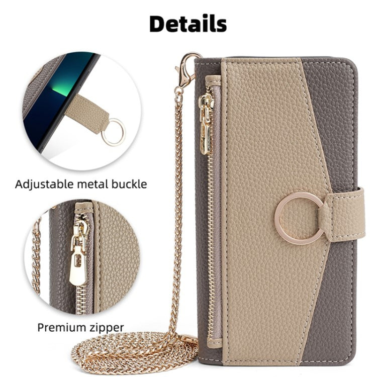 For Sharp Aquos R9 Crossbody Litchi Texture Leather Phone Case(Grey) - More Brand by PMC TechLife | Online Shopping South Africa | PMC TechLife | Buy Now Pay Later Mobicred