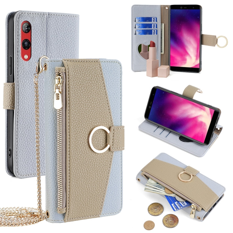 For Rakuten Hand 4G Crossbody Litchi Texture Leather Phone Case(Blue) - More Brand by PMC TechLife | Online Shopping South Africa | PMC TechLife | Buy Now Pay Later Mobicred