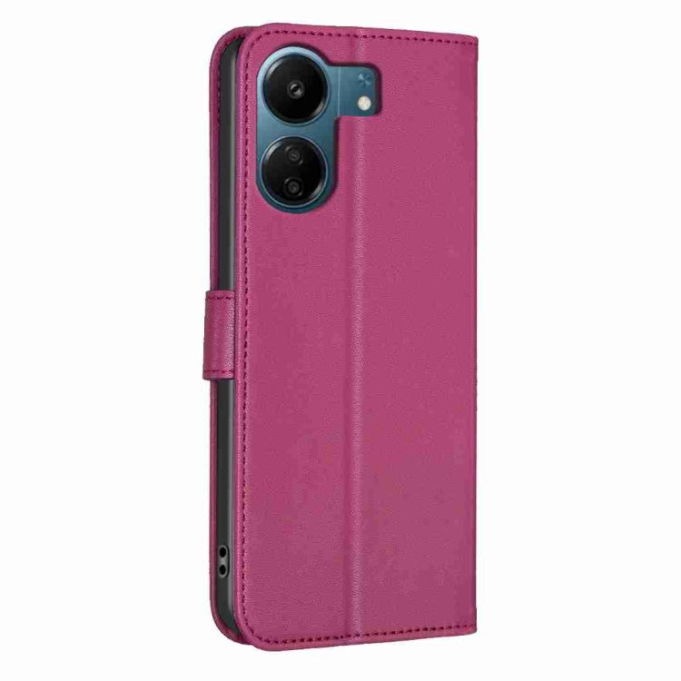 For Xiaomi Redmi 13C Four-leaf Embossed Leather Phone Case(Rose Red) - 13C Cases by PMC TechLife | Online Shopping South Africa | PMC TechLife | Buy Now Pay Later Mobicred