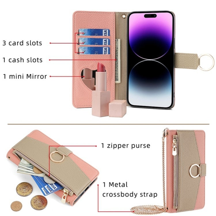 For Google Pixel 7 Pro Crossbody Litchi Texture Leather Phone Case(Pink) - Google Cases by PMC TechLife | Online Shopping South Africa | PMC TechLife | Buy Now Pay Later Mobicred