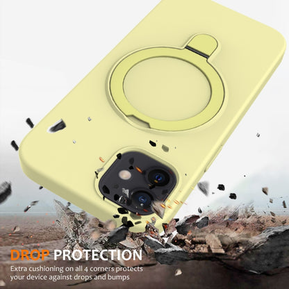 For iPhone 12 MagSafe Magnetic Liquid Silicone Phone Case with Ring Holder(Yellow) - iPhone 12 / 12 Pro Cases by PMC Jewellery | Online Shopping South Africa | PMC Jewellery