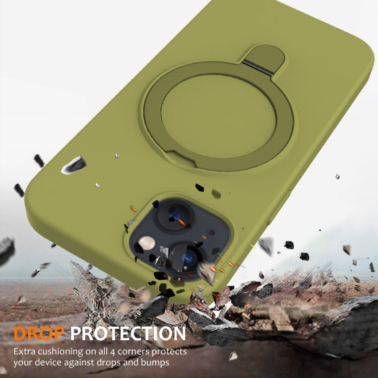 For iPhone 13 MagSafe Magnetic Liquid Silicone Phone Case with Ring Holder(Willow Green) - iPhone 13 Cases by PMC TechLife | Online Shopping South Africa | PMC TechLife