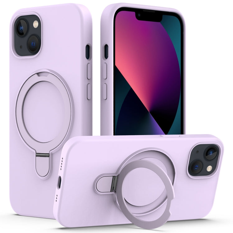 For iPhone 13 MagSafe Magnetic Liquid Silicone Phone Case with Ring Holder(Lilac Purple) - iPhone 13 Cases by PMC Jewellery | Online Shopping South Africa | PMC Jewellery