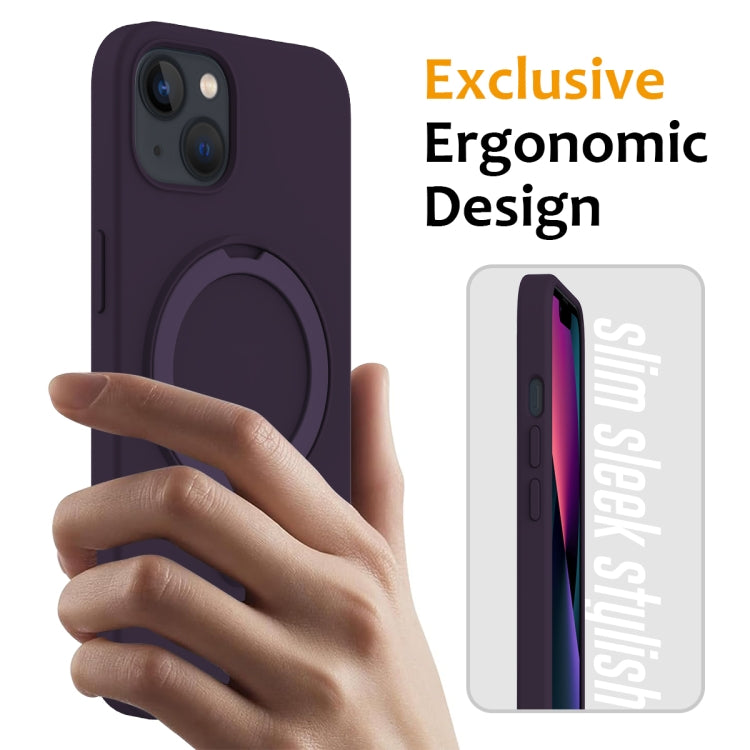 For iPhone 15 Plus MagSafe Magnetic Liquid Silicone Phone Case with Ring Holder(Purple) - iPhone 15 Plus Cases by PMC Jewellery | Online Shopping South Africa | PMC Jewellery