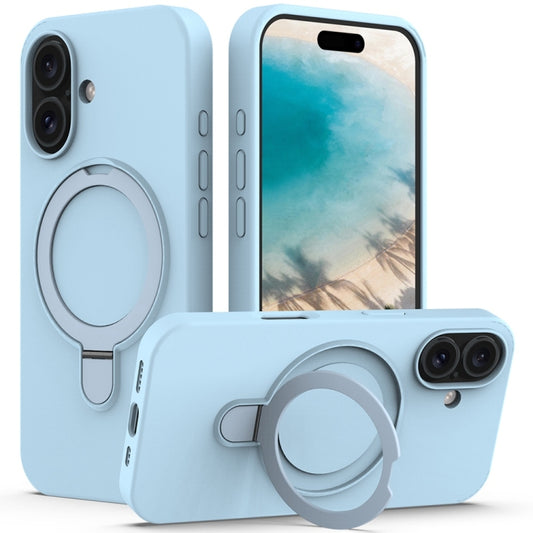 For iPhone 16 Plus Liquid Silicone MagSafe Magnetic Phone Case with Ring Holder(Sky Blue) - iPhone 16 Plus Cases by PMC Jewellery | Online Shopping South Africa | PMC Jewellery | Buy Now Pay Later Mobicred