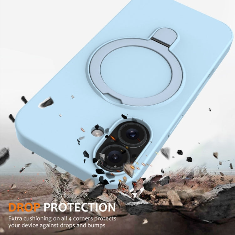 For iPhone 16 Plus Liquid Silicone MagSafe Magnetic Phone Case with Ring Holder(Sky Blue) - iPhone 16 Plus Cases by PMC Jewellery | Online Shopping South Africa | PMC Jewellery | Buy Now Pay Later Mobicred