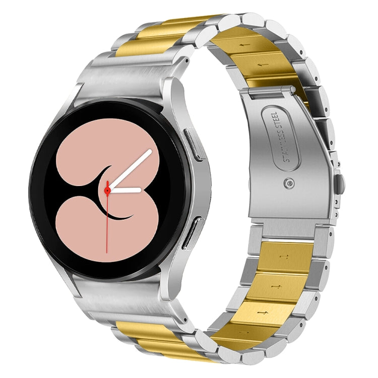 For Samsung Galaxy Watch 6 Quick Release Button Three-bead Stainless Steel Watch Band(Silver Gold) - free shipping - PMC TechLife - Order now!