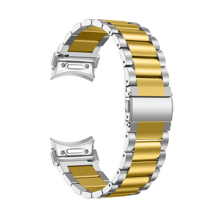 For Samsung Galaxy Watch 6 Quick Release Button Three-bead Stainless Steel Watch Band(Silver Gold) - free shipping - PMC TechLife - Order now!