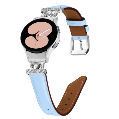 For Samsung Galaxy Watch6 / 6 Classic M Letter D-shaped Twill Leather Watch Band(Silver Blue) - Watch Bands by PMC Jewellery | Online Shopping South Africa | PMC Jewellery