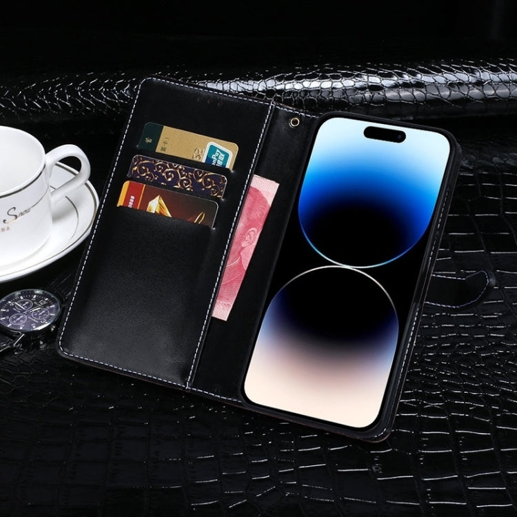 For OPPO Reno11 5G Global idewei Crocodile Texture Leather Phone Case(Black) - OPPO Cases by idewei | Online Shopping South Africa | PMC Jewellery | Buy Now Pay Later Mobicred