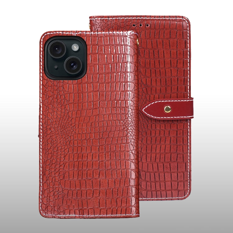 For iPhone 15 Pro Max idewei Crocodile Texture Leather Phone Case(Red) - iPhone 15 Pro Max Cases by idewei | Online Shopping South Africa | PMC Jewellery | Buy Now Pay Later Mobicred