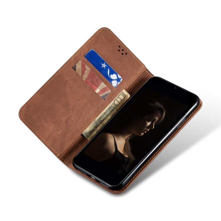 For Motorola Moto E14 Denim Texture Flip Leather Phone Case(Brown) - free shipping - PMC TechLife - Order now!