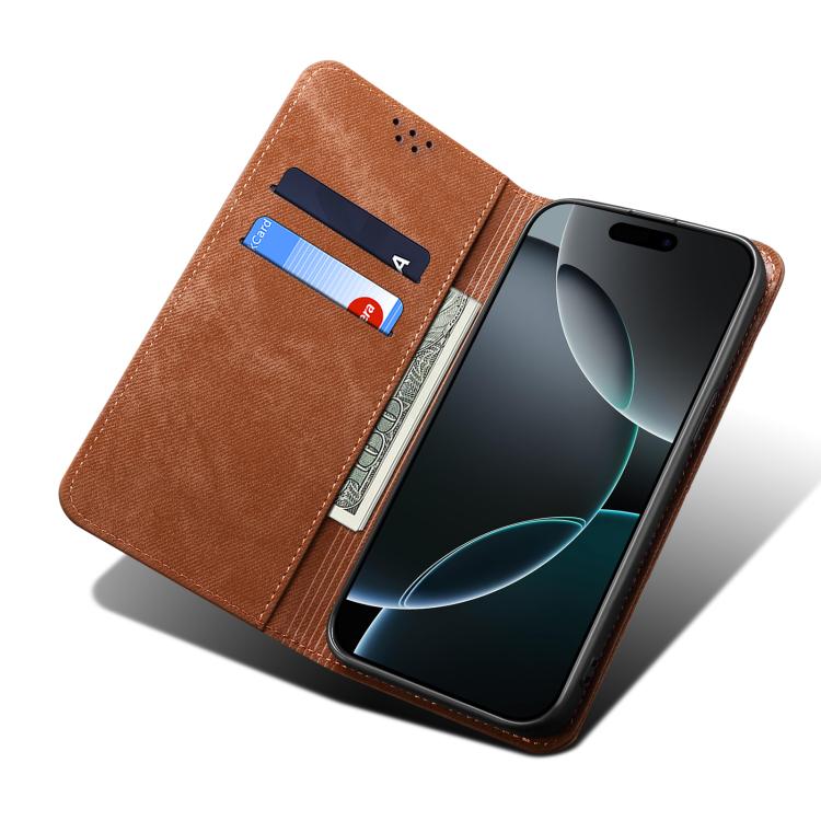 For Motorola Moto G15 Denim Texture Flip Leather Phone Case(Brown) - free shipping - PMC TechLife - Order now!