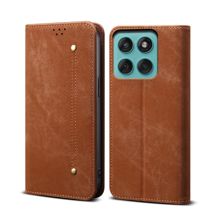 For Motorola Edge 60 Pro Denim Texture Flip Leather Phone Case(Brown) - free shipping - PMC TechLife - Order now!