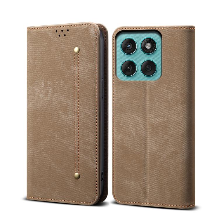 For Motorola Moto G56 5G Denim Texture Flip Leather Phone Case(Khaki) - free shipping - PMC TechLife - Order now!