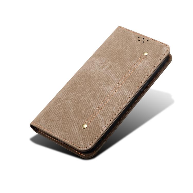 For Motorola Moto G56 5G Denim Texture Flip Leather Phone Case(Khaki) - free shipping - PMC TechLife - Order now!