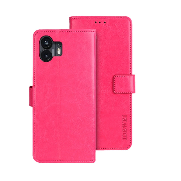For Nothing Phone 2 idewei Crazy Horse Texture Leather Phone Case with Holder(Rose Red) - free shipping - PMC Jewellery - Order now!