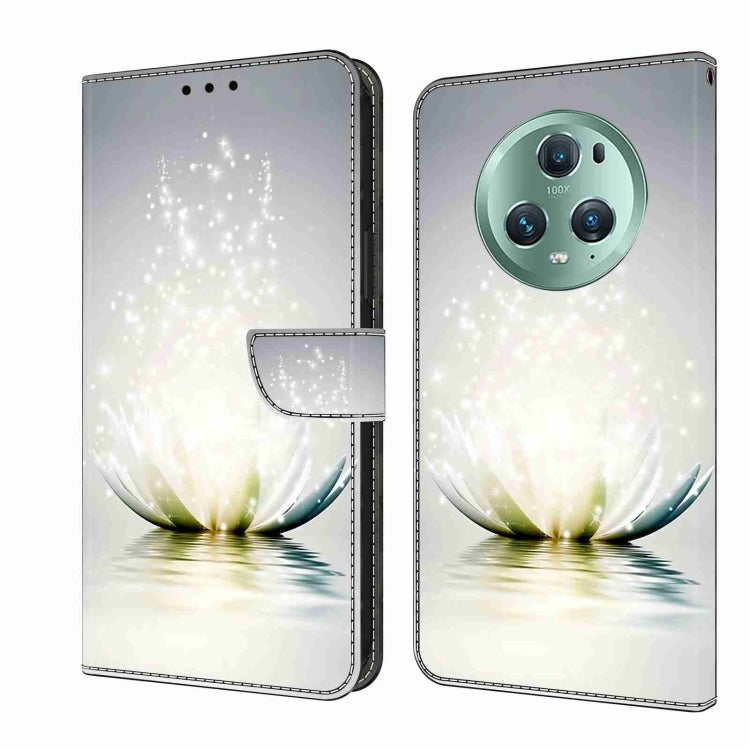 For Honor Magic5 Pro Crystal 3D Shockproof Protective Leather Phone Case(Light Lotus) - Honor Cases by PMC Jewellery | Online Shopping South Africa | PMC Jewellery | Buy Now Pay Later Mobicred