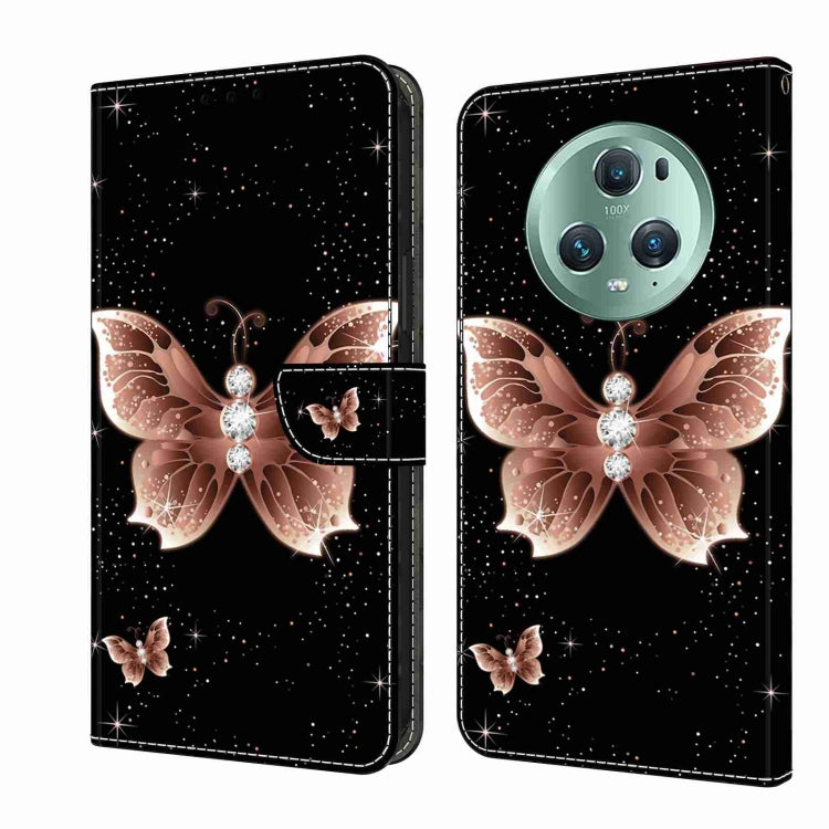 For Honor Magic5 Pro Crystal 3D Shockproof Protective Leather Phone Case(Pink Diamond Butterfly) - Honor Cases by PMC TechLife | Online Shopping South Africa | PMC TechLife | Buy Now Pay Later Mobicred