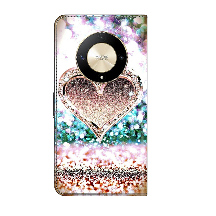 For Honor Magic6 Lite Crystal 3D Shockproof Protective Leather Phone Case(Pink Diamond Heart) - Honor Cases by PMC Jewellery | Online Shopping South Africa | PMC Jewellery | Buy Now Pay Later Mobicred