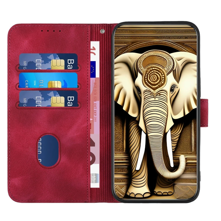 For Google Pixel 9 Pro YX0060 Elephant Head Embossed Phone Leather Case with Lanyard(Rose Red) - Google Cases by PMC TechLife | Online Shopping South Africa | PMC TechLife | Buy Now Pay Later Mobicred