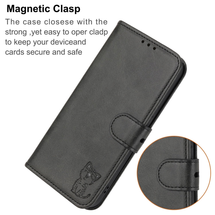 For Google Pixel 9 Pro Embossed Happy Cat Pattern Flip Leather Phone Case(Black) - Google Cases by PMC TechLife | Online Shopping South Africa | PMC TechLife | Buy Now Pay Later Mobicred