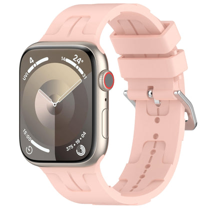 For Apple Watch SE 2023 44mm H Texture Silicone Ladder Buckle Watch Band(Retro Rose) - Watch Bands by PMC Jewellery | Online Shopping South Africa | PMC Jewellery