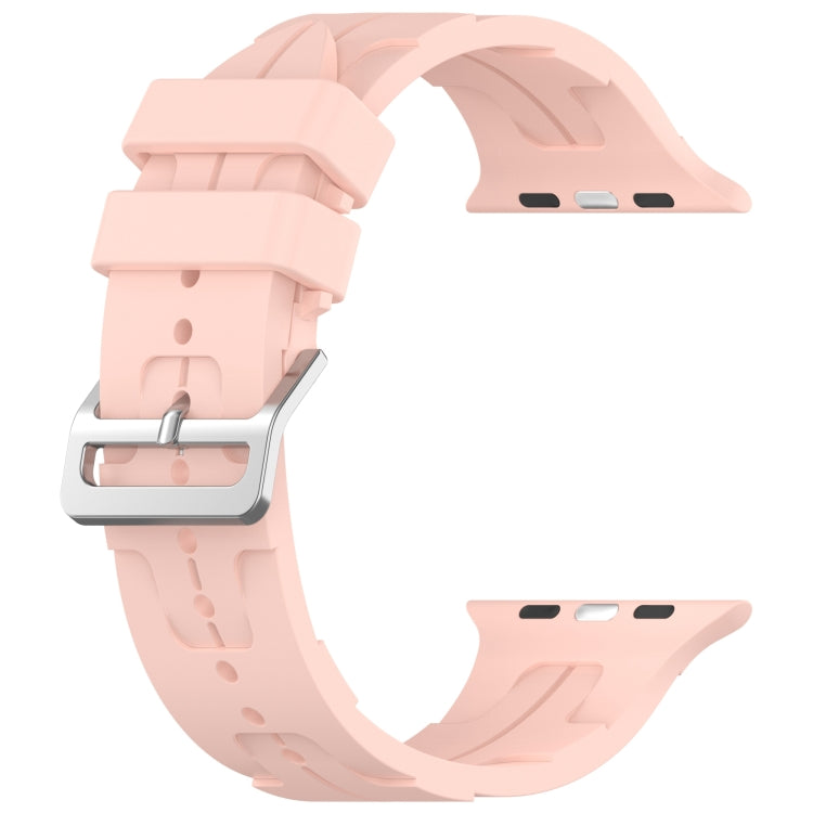 For Apple Watch SE 2023 44mm H Texture Silicone Ladder Buckle Watch Band(Retro Rose) - Watch Bands by PMC Jewellery | Online Shopping South Africa | PMC Jewellery