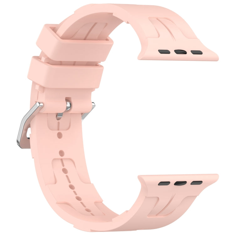 For Apple Watch SE 2023 44mm H Texture Silicone Ladder Buckle Watch Band(Retro Rose) - Watch Bands by PMC Jewellery | Online Shopping South Africa | PMC Jewellery