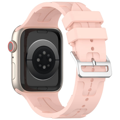 For Apple Watch SE 2023 44mm H Texture Silicone Ladder Buckle Watch Band(Retro Rose) - Watch Bands by PMC Jewellery | Online Shopping South Africa | PMC Jewellery