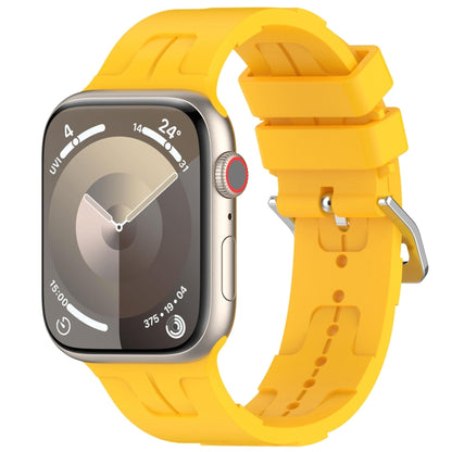 For Apple Watch SE 2023 44mm H Texture Silicone Ladder Buckle Watch Band(Yellow) - Watch Bands by PMC Jewellery | Online Shopping South Africa | PMC Jewellery