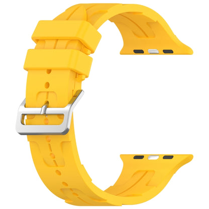 For Apple Watch SE 2023 44mm H Texture Silicone Ladder Buckle Watch Band(Yellow) - Watch Bands by PMC Jewellery | Online Shopping South Africa | PMC Jewellery