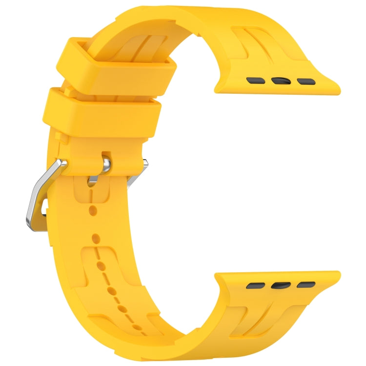 For Apple Watch SE 2023 44mm H Texture Silicone Ladder Buckle Watch Band(Yellow) - Watch Bands by PMC Jewellery | Online Shopping South Africa | PMC Jewellery