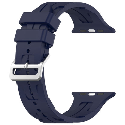 For Apple Watch SE 2023 44mm H Texture Silicone Ladder Buckle Watch Band(Midnight) - Watch Bands by PMC Jewellery | Online Shopping South Africa | PMC Jewellery